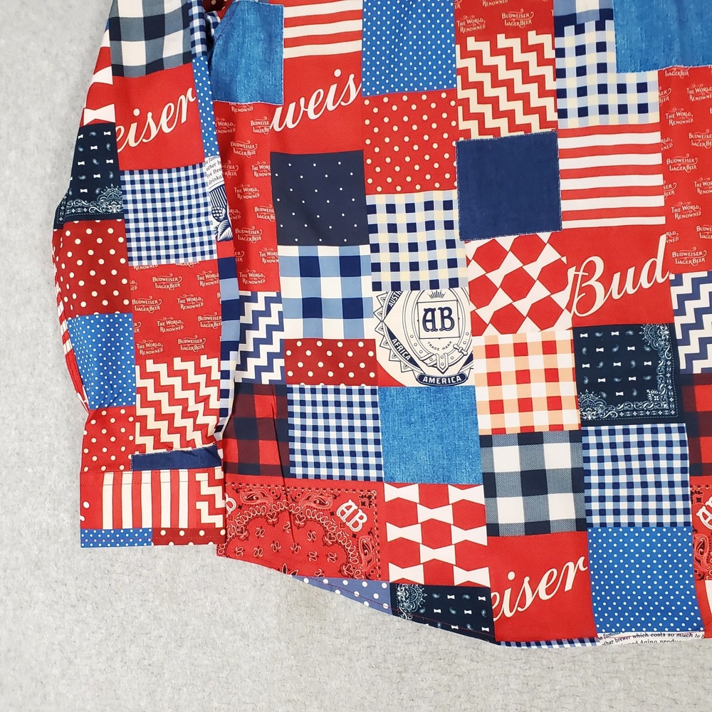 RSVLTS Budweiser Bud-dana KUNUFLEX Shirt Mens 2XL Long Sleeve Button Down Red - Picture 6 of 13